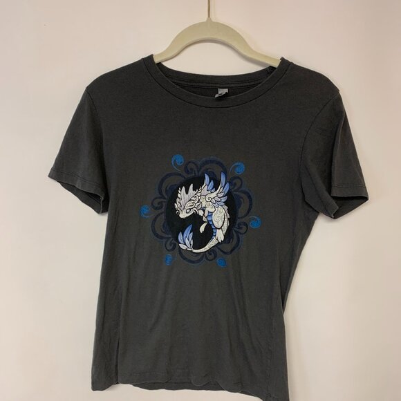 Air Dragon Fantasy Ethereal Goth Grunge Artwork Flying Friendly Size L Black - Picture 1 of 7